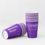 Purple Plastic Free Single Wall Paper Cup 24oz 675ml Custom Paper Coffee Cups 90mm for sale