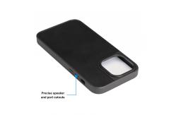 China Matt Groove TPU PC Phone Case Inlay Leather Wood Shockproof For IPhone supplier