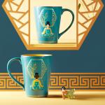 Large capacity ceramic embossed coffee and tea mug print 3d yoga lady Chinese style vintage mug for sale