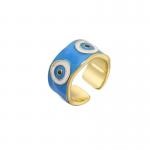 Luxury 18K Dripping Oil Rings Gold Plated Colorful Enamel Turkish Evil Eye Ring for sale