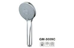 China Round Water Saving Bathroom Shower Head Three Function Smoothy Rotation Thumb Tab supplier