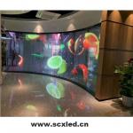 Transparent Poster Curtain Display LED Cylinder 62500 Points/Square Meter SMD2121 for sale