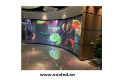 China Transparent Poster Curtain Display LED Cylinder 62500 Points/Square Meter SMD2121 supplier