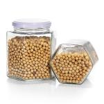 Hexagonal Pickle Glass Pasta Jars Square Food Glass Storage Jars 16Oz for sale
