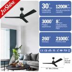 Contemporary Black Solid Wood Ceiling Fan 52 With Remote Control
