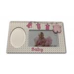 Art Keepsake Baby Clay Frame Wooden First Footprints / Handprint Kit for sale