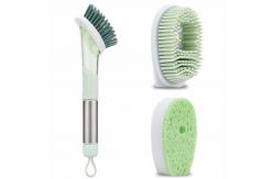 China Stainless Steel Handle Scrubber Brush With 3 Replacement Head supplier