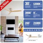 52 Inch Ceiling Fan With Remote Control Wooden Blade Silent Dc Motor