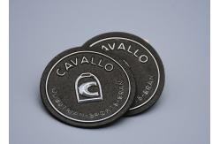 China Microfiber Material Embossed Patches With Custom Silver Logo supplier