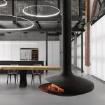 Efficient Log Burner Round Suspended Fireplace From Ceiling Heavy Duty Construction