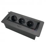 White Square Desk Pop Up Sockets With 3 French Power Outlet Galvanized Panel
