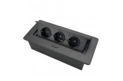 China White Square Desk Pop Up Sockets With 3 French Power Outlet Galvanized Panel supplier