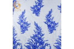 China Blue Wedding Lace Fabrics MDX Elegant Flower Pattern 135cm Width supplier