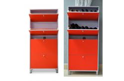China KD Packaging 23KG Red Wooden 4 drawers Mirrored Shoe Cabinet supplier