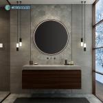 Living Room Glass Framed Mirrors Customizable Led Mirror With Touch Sensor for sale