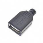 Hot selling Type A Female USB 4 Pin Plug Socket Connector With Black Plastic Cover for sale
