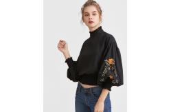 China 2017 Fashionable black embroidered blouses for women supplier