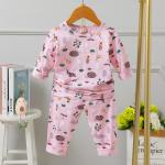 Round Neck Kids Pyjama Set / Long Sleeve Cotton Pjs 120cm Height grind For 5years for sale
