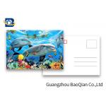 Durable Dolphin 3D Lenticular Postcards CMYK UV Offset Printing Cartoon Design for sale