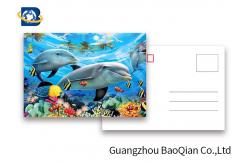China Durable Dolphin 3D Lenticular Postcards CMYK UV Offset Printing Cartoon Design supplier