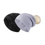 Winter Women 58cm Knit Beanie Hats Fur Ball Cap Pom Poms for sale