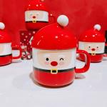 Cute Glossy Ceramic Anniversary Gift Mugs Santa Shape For Christmas Festival for sale