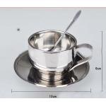 China Stainless Steel Coffee Cup With Spoon And Saucer 300ml for sale