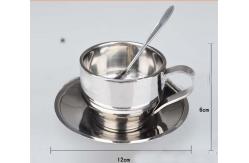 China Stainless Steel Coffee Cup With Spoon And Saucer 300ml supplier