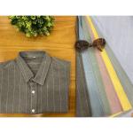 Shrink Resistant Stripe Yarn Dyed Cotton Men Shirt Fabric Breathable for sale