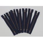 Antique Copper YG 5 Inch Metal Dress Zips Black / Navy Or Blue Tape Customized for sale