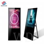 Foldable Standalone LCD Portable Digital Signage Media Player With Movable Caster for sale