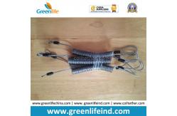 China Double loops Wire Reinforced Plastic Spiral Lanyard Transparent Black Anti-theft Retainer supplier