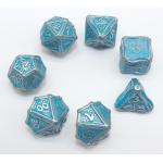 Hand Polished Sharp Mini Polyhedral Dice Set 7 Piece For Collection for sale