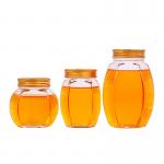 Metal Lid Glass Honey Jar Hexagon Shape Recyclable Food Storage Container for sale