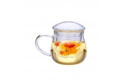 China Three Piece Glass Tea Infuser Mug , Transparent Heat Resistant Glass Cup supplier