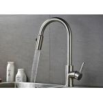 Pull Down Flexible Brushed Nickel Kitchen Faucet 10 - 90 Degree Working Temp ROVATE for sale