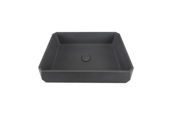 Rectangular Concrete Wash Basin With Center Drain And No Faucet Holes