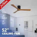 52 Inches 3 Wooden Blade Ceiling Fan With 6 Speed Remote Control DC Type Motor for sale