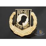 Custom Metal Hard Enamel Pow Mia Logo Lapel Pin Bages, Logo Effect Shiny Gold Silver Or Copper Plating for sale