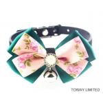 Cute Lace Bowtie with Bell Dog Collars Leather Pet for sale