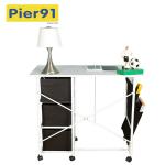 Practical Movable Home Office Computer Desk With 3 Fabric Drawers / Hanging Pocket
