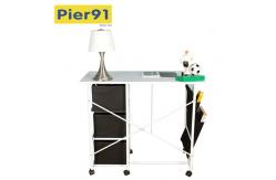 China Practical Movable Home Office Computer Desk With 3 Fabric Drawers / Hanging Pocket supplier