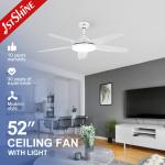 Quiet 52 Inch ABS Ceiling Fan with LED Light and Remote Control Cooling Air Function for sale