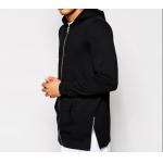 High quality american size black cotton french terry fashion long side zipper sweater for men for sale