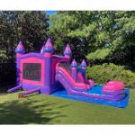 Party Rental Pink Double Lane Bouncer Inflatable Water Slide for sale