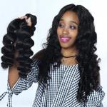 Real Human Hair 1b Color Brazilian Loose Wave Deep Wave Hair 2m Weft for sale