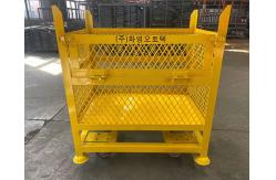China 50mm X 50mm Mesh Distillation Tray Pallet Cage 1200mm High Movable With Wheels supplier