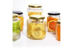 China Food Grade Empty Clear Hexagonal Square Glass Empty Food Storage Jars supplier