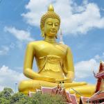 Giant Gold Painted Thai Bronze Buddha Statues Large Size Hand Forging for sale