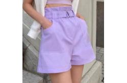 China Sweet Cotton Short Pants Anti Wrinkle Korean Casual Pants With Belt supplier